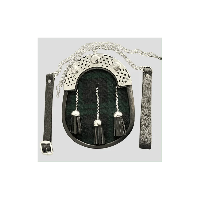 Black Watch Tartan Sporran with Silver Cantle