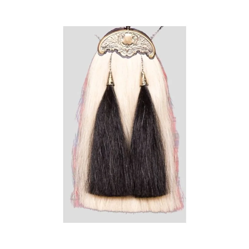 Elegant White Black Horsehair Sporran for Kilts
