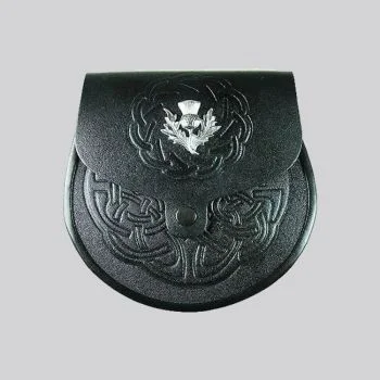 Thistle Crest Embossed Leather Sporran