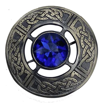 Blue Stone Kilt Fly Plaid Brooch