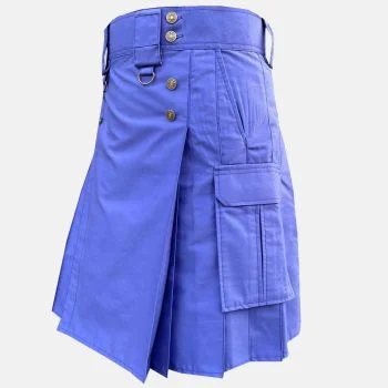 Blue Cotton Utility Kilt