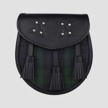 Black Watch Tartan Leather Sporran