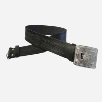 Grey Kilt Black Leather Kilt Belt Buckle