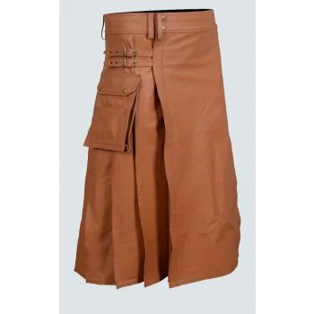 Leather Cargo Kilt For Men