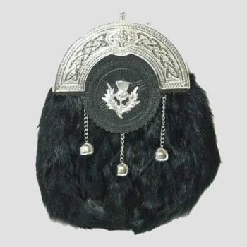 Thistle Targe Black Rabbit Sporran