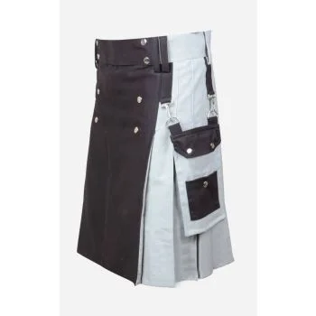 Black Grey Cotton Kilt