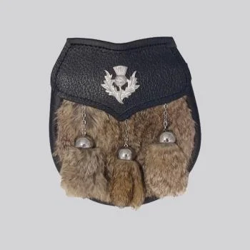 Grey Rabbit Fur Thistle Emblem Sporran