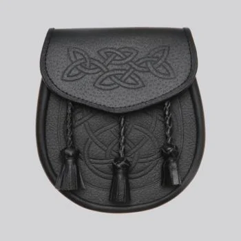 Celtic Interweave Woven Tassel Black Sporran