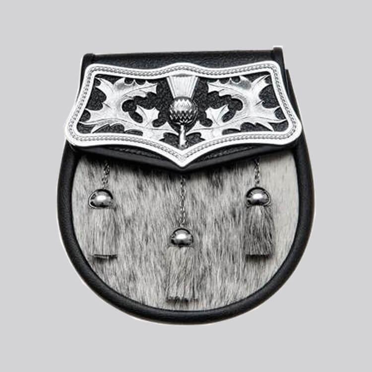 Black Calfskin Large Thistle Plate Sporran