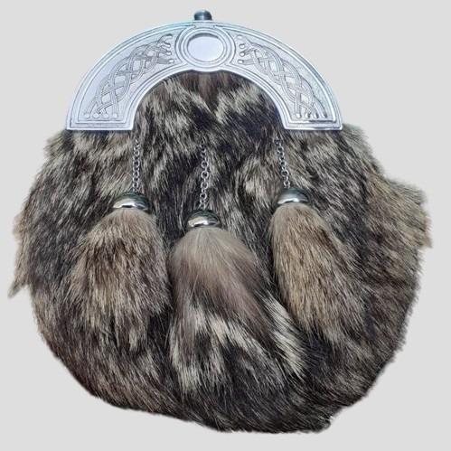 Fox Fur Celtic Cantle Full Dress Kilt Sporran