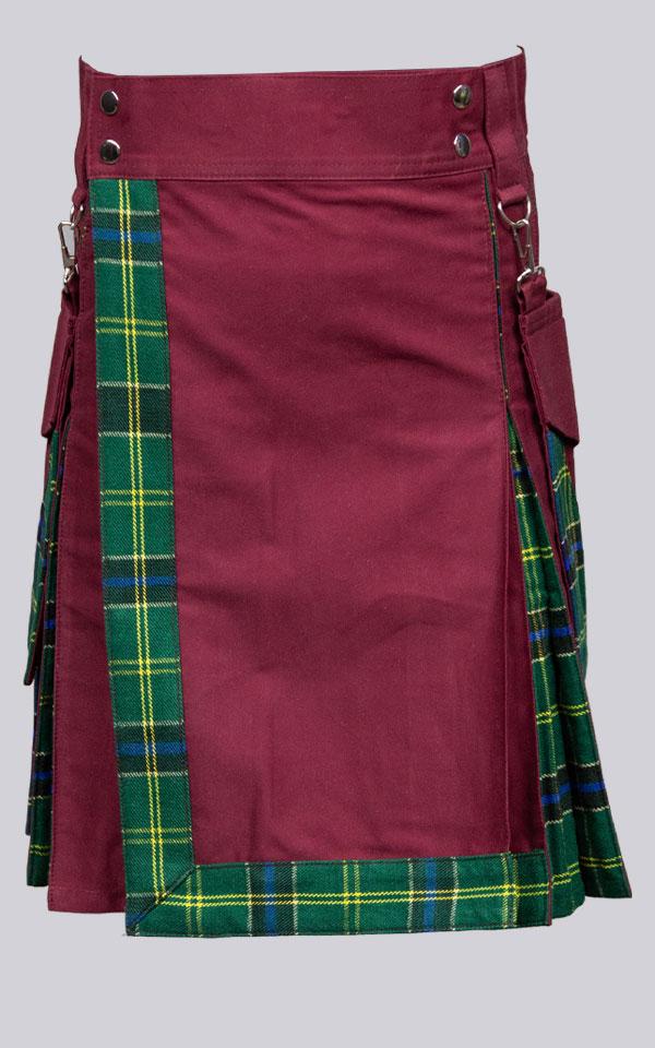 Burgundy Hybrid Kilt for Men