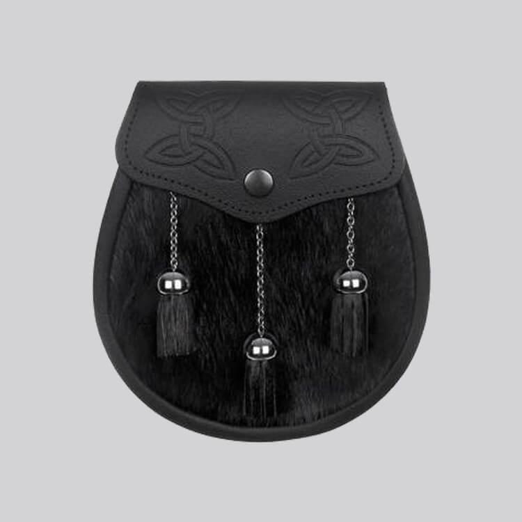 Black Calfskin Celtic Embossed Sporran