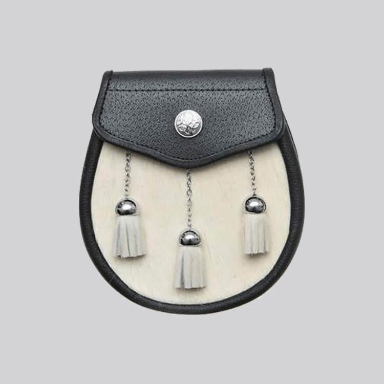 Natural Calfskin Celtic Boss Sporran for Highland Dress