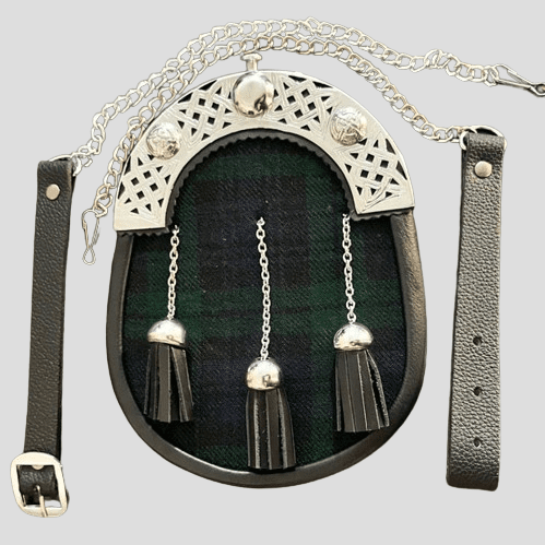 Black Watch Tartan Sporran with Silver Cantle