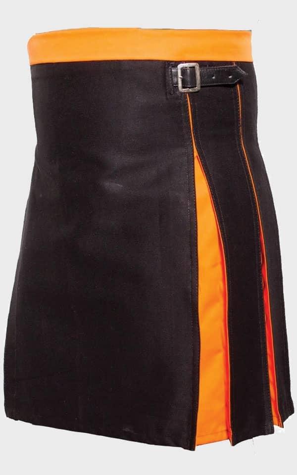 Box Pleated Black Orange Two Kilt