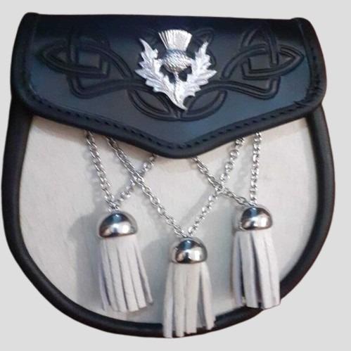 Black Leather Thistle Semi Dress Sporran