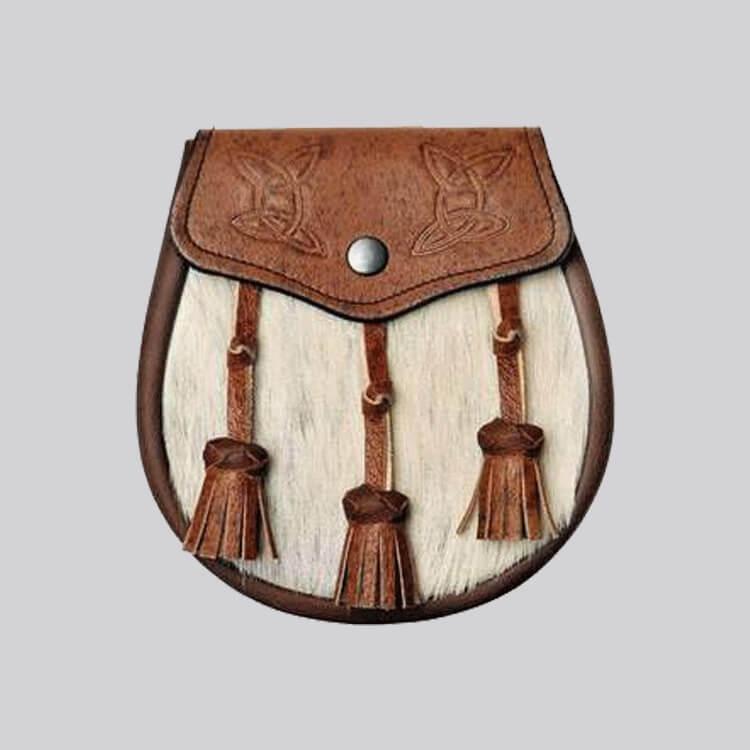 Natural Calfskin Khaki Celtic Embossed Sporran