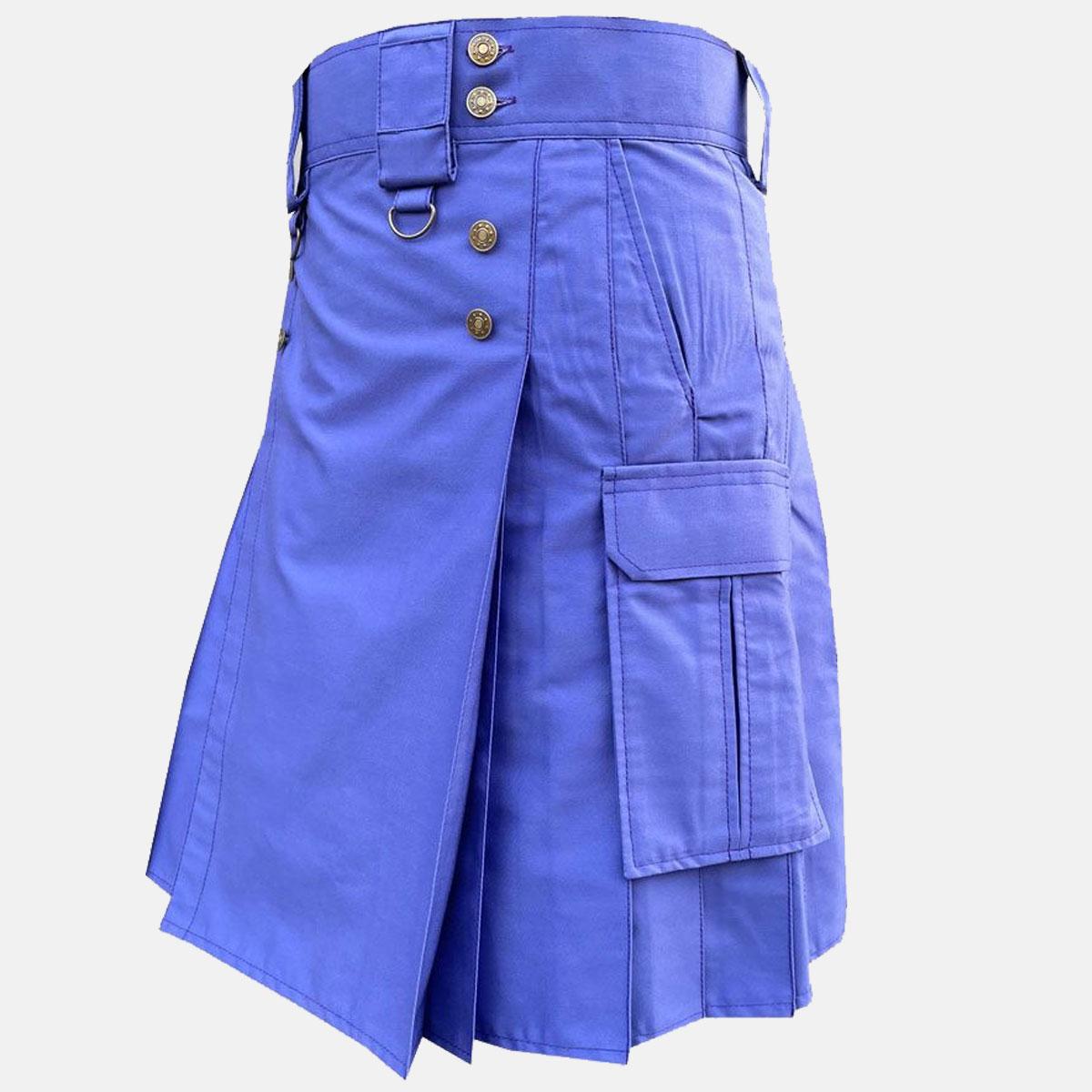 Blue Cotton Utility Kilt