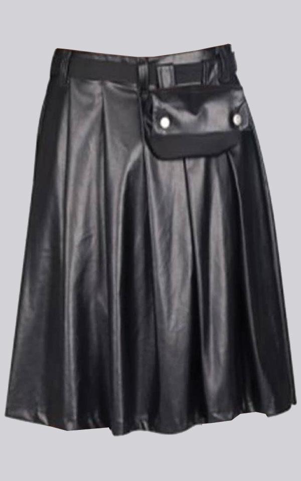 Black Scottish Leather Utility Kilt