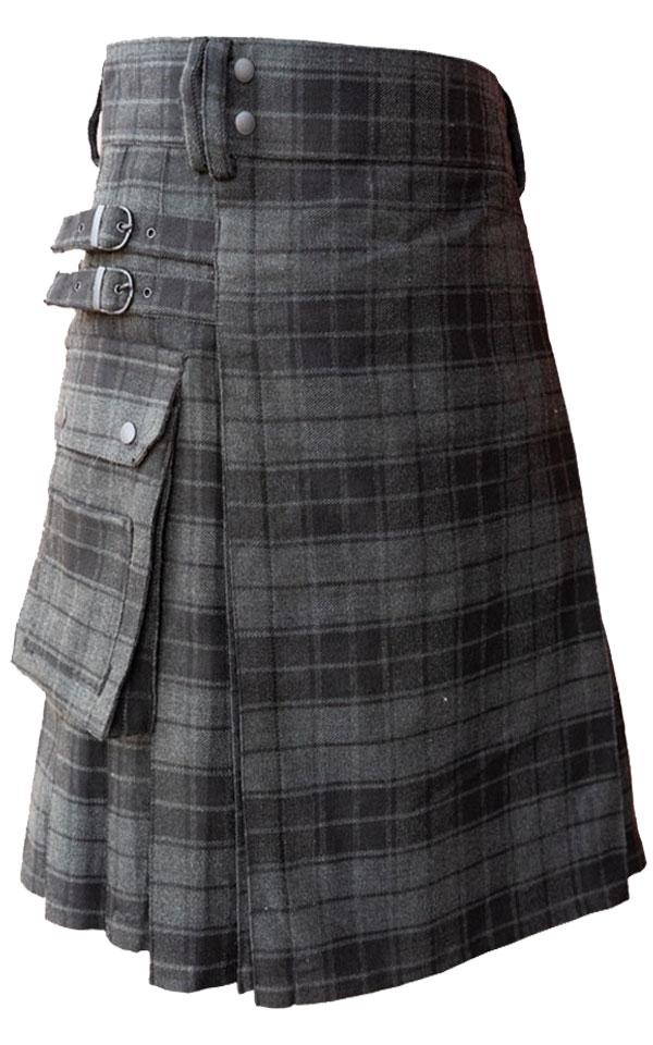 Grey Utility Tartan Kilt