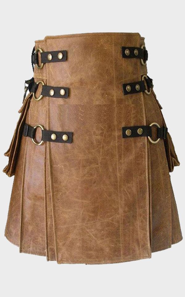 Genuine Leather Kilt For Men