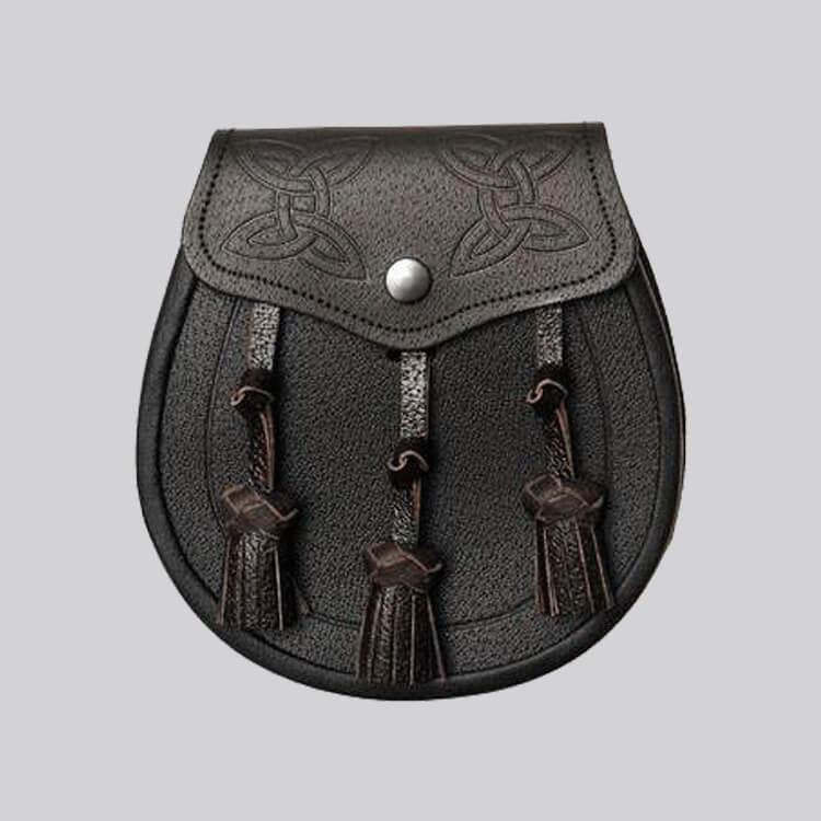 Dark Brown Leather Twin Swirl Celtic Sporran