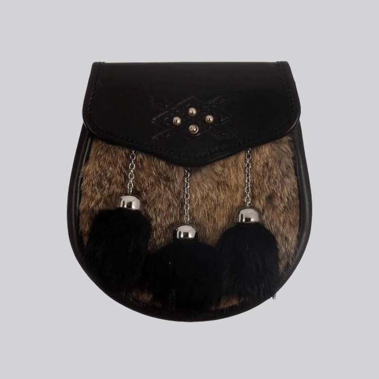 Grey Black Rabbit Fur Cross Stud Emboss