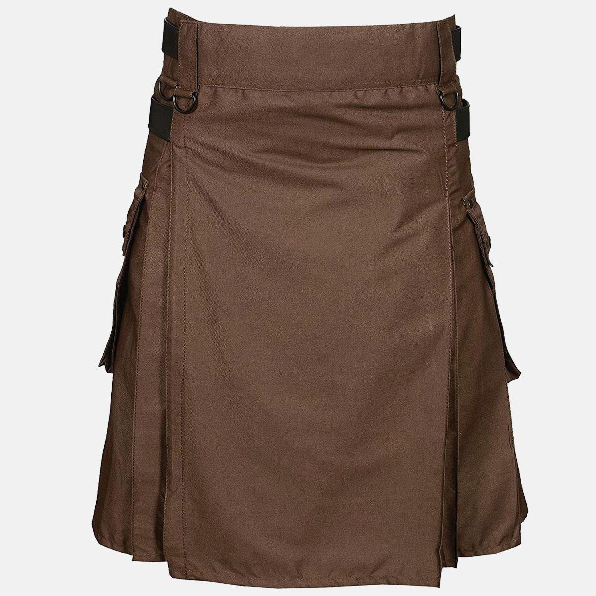 Brown Utility Kilt For Man