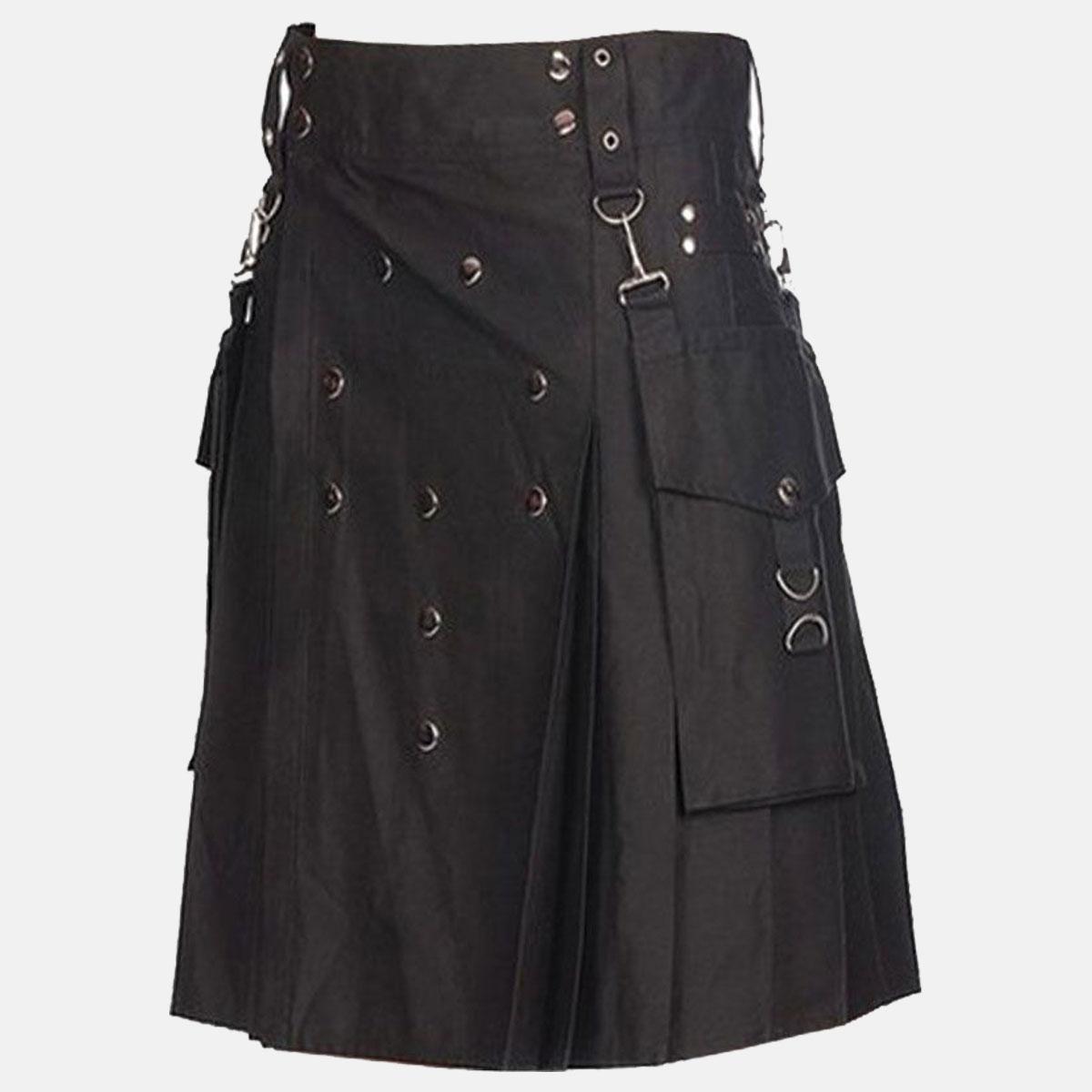 Black Hybrid Kilt For Men