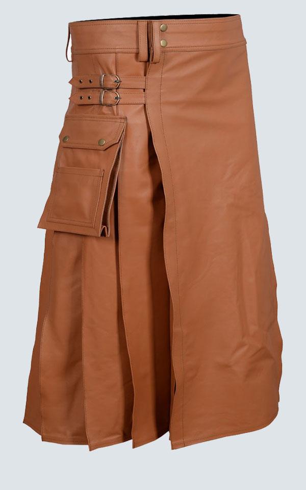 Men's Cargo Leather Kilt