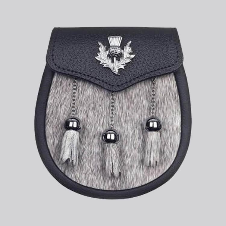 Calfskin Sporran Thistle Badge