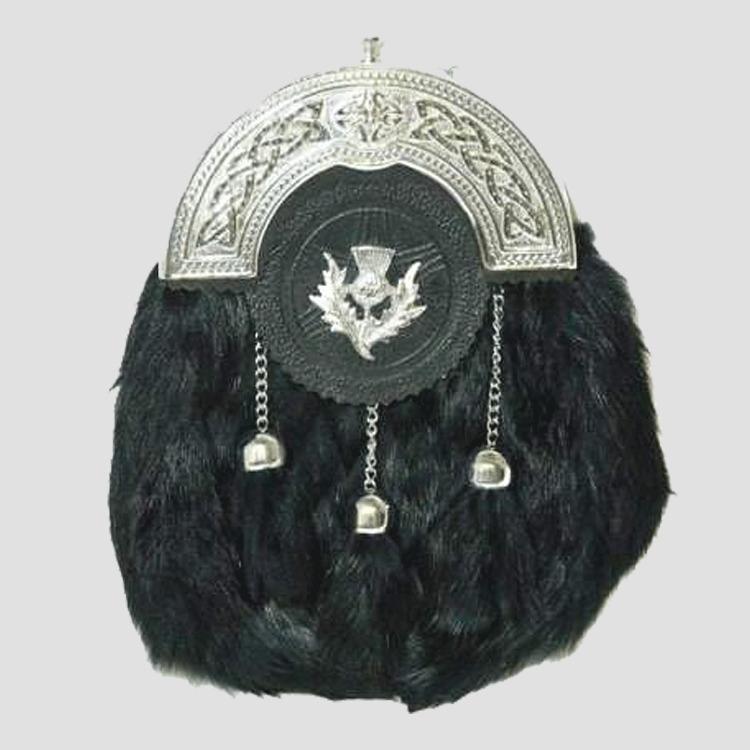 Thistle Targe Black Rabbit Sporran
