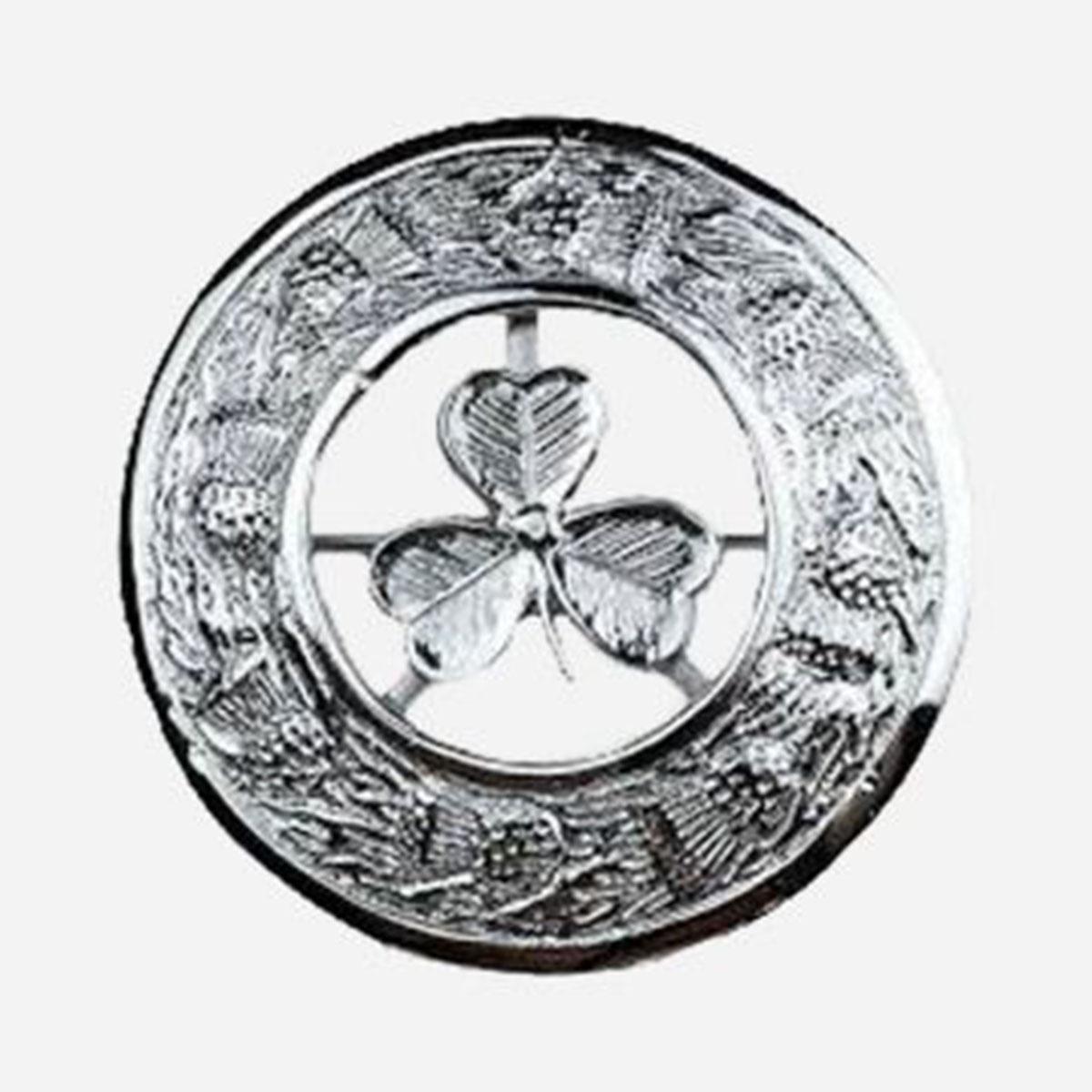 Irish Shamrock Kilt Brooch, Plaid Brooch