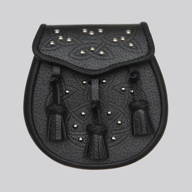 Black Celtic Leather Sporran