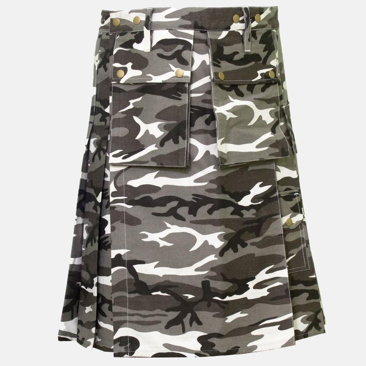 Camouflage Canvas Utility Kilt for Men