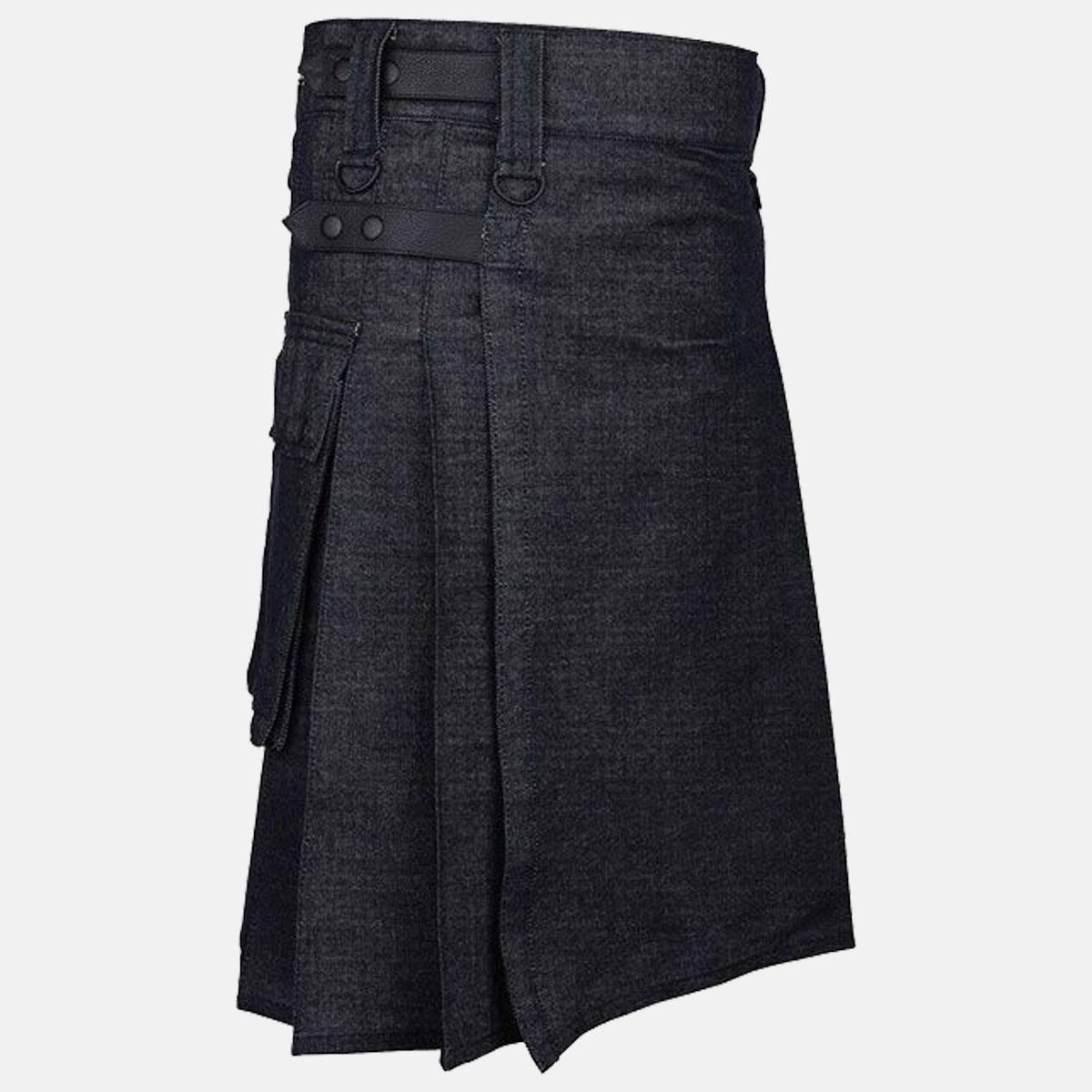 Men Denim Utility Kilt