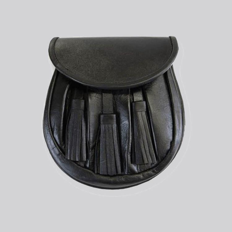 Black Leather Rob Roy Sporran